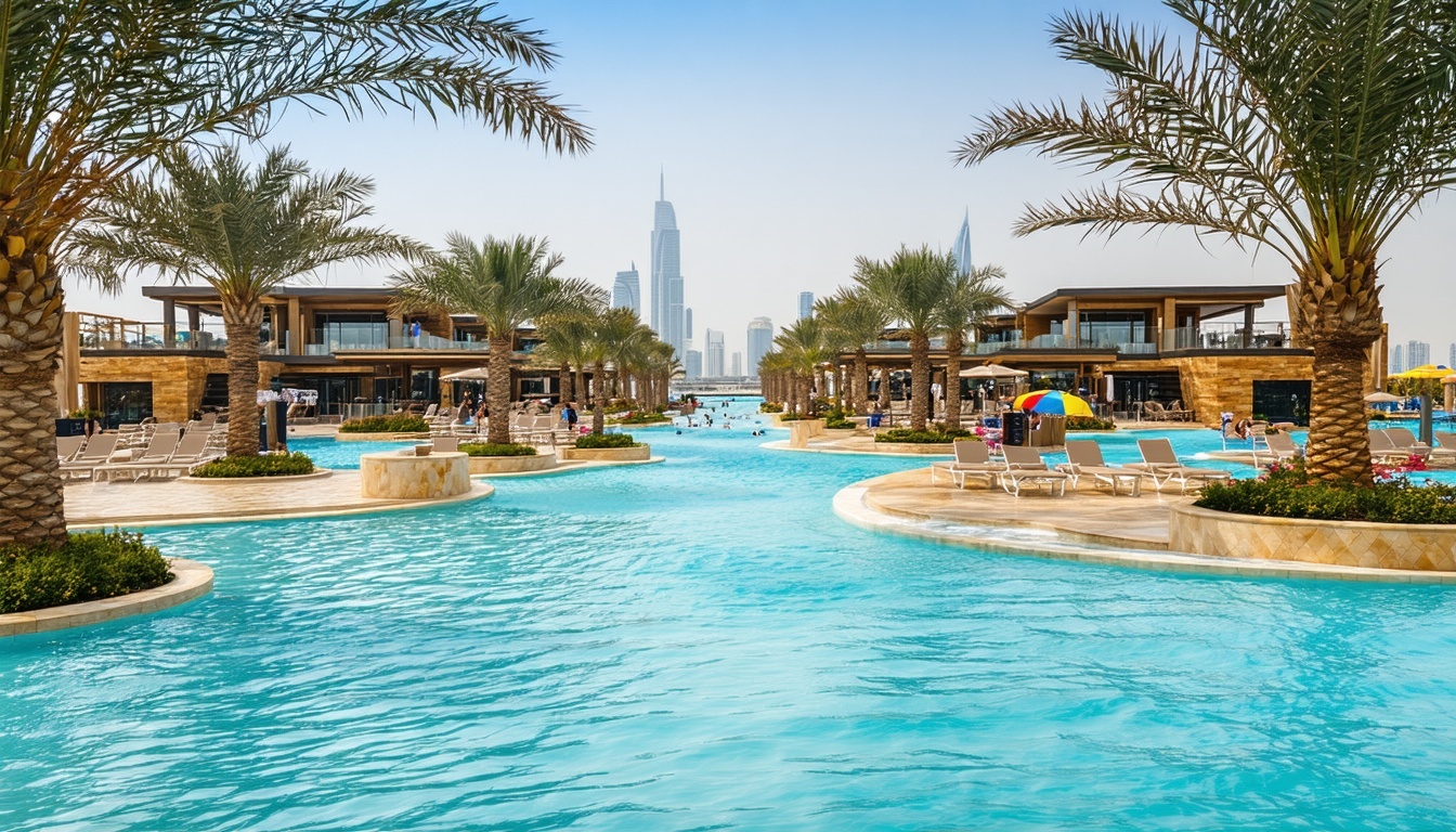 Relaxation areas and luxurious cabanas at Water Park Dubai